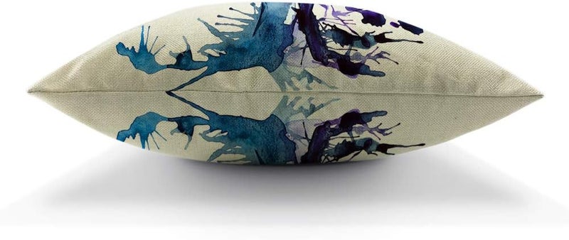 Moslion Whale 18x18 Inch Pillow Case Fish Aquatic Ocean Animal Sea Watercolor Whale Tail Wave Decorative Throw Pillow Cover Square Cushion Cotton Linen Canvas for Women Men Blue Purple - Image 5